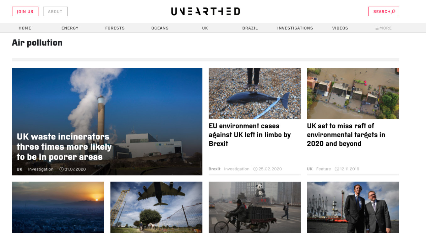 Unearthed company website image